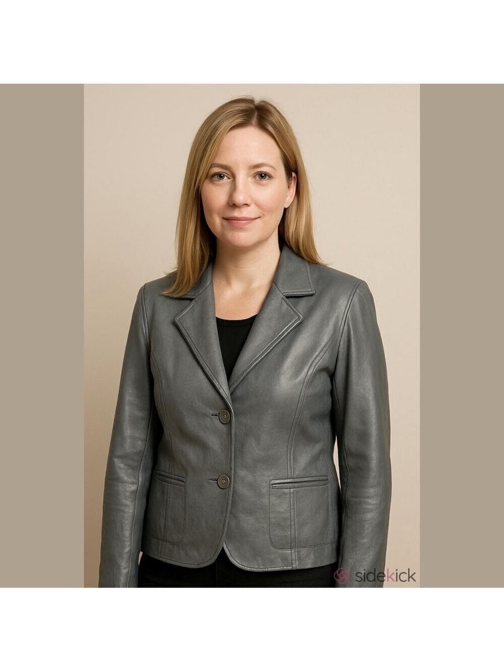 JOHN PAUL RICHARD Women's Blue/Gray Leather Blazer Sz Medium